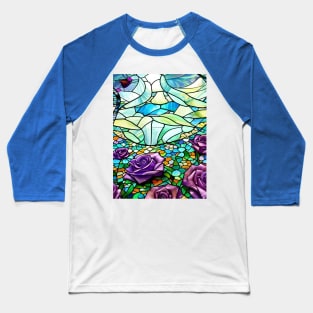 Stained Glass Roses Baseball T-Shirt